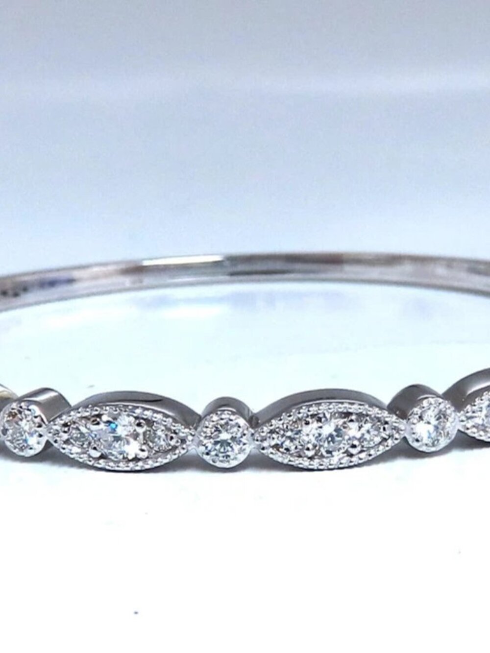 2.20ct Natural Diamonds Edwardian Style Bangle Bracelet 14kt Gold*